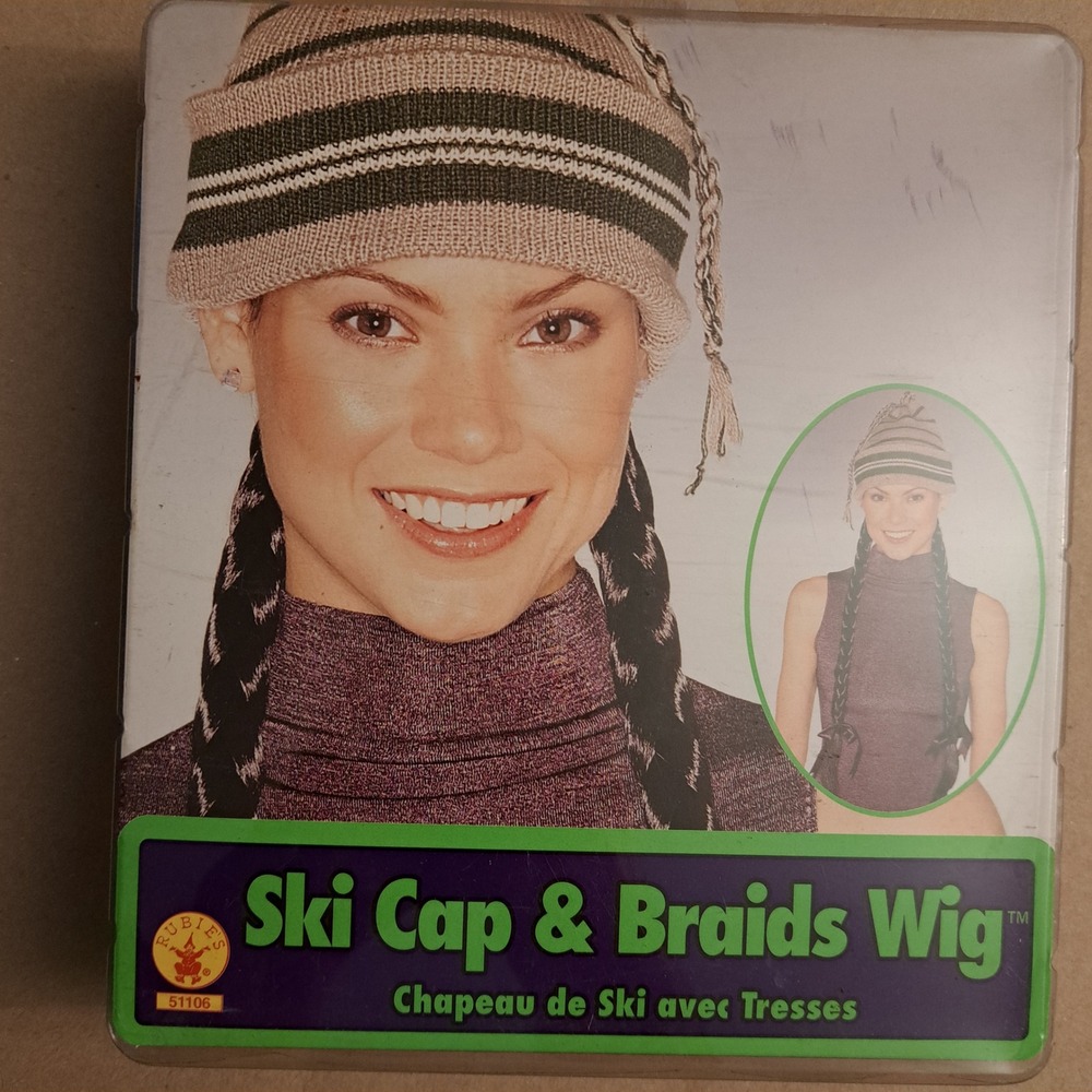 Rubies Costume Co Ski Cap & Braids Wig 51106 Striped Beanie Costume Accessory